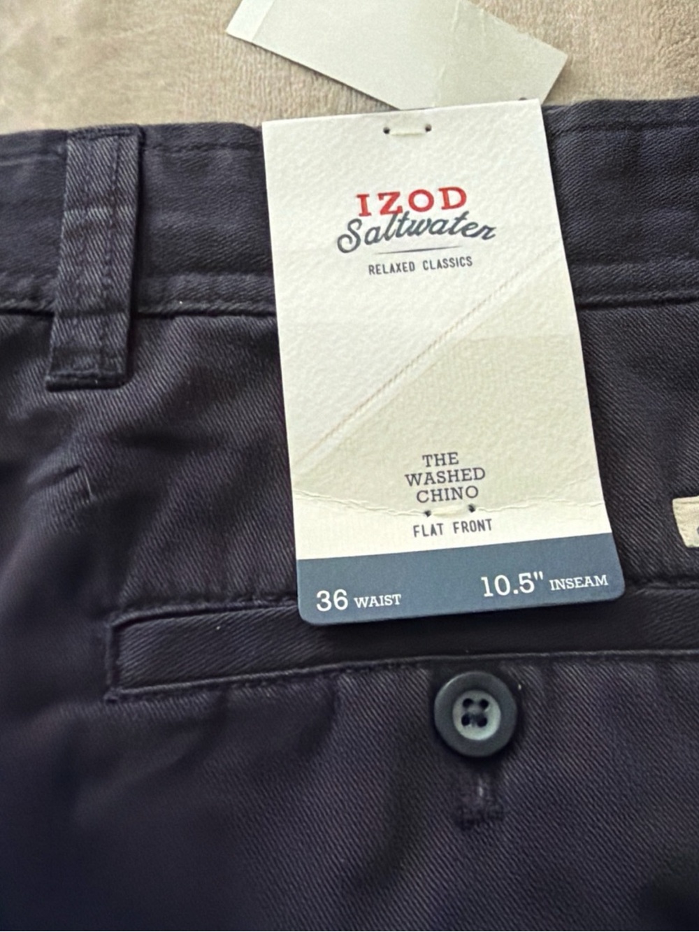 Izod Saltwater Men's Washed Chino Flat Front Shorts — Navy